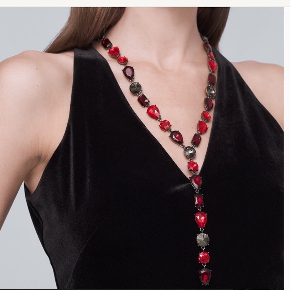 WHBM GEOMETRIC STONE LARIAT NECKLACE